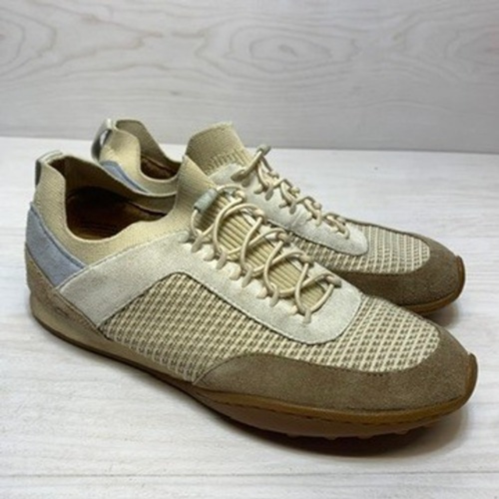 Born Womens 7M Sneakers Low Top Mesh Suede Bungee Lace Tan Beige Casual Shoes‎